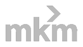 A grey logo of "mkm" with a right-facing arrow extending from the letter 'm'.